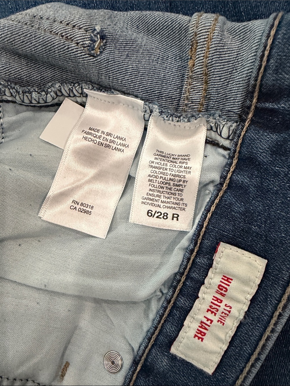 Lucky High Rise Flare Stevie Stretch Blue Flared Jeans Pant Womens 28 6 28x31 - Picture 6 of 9